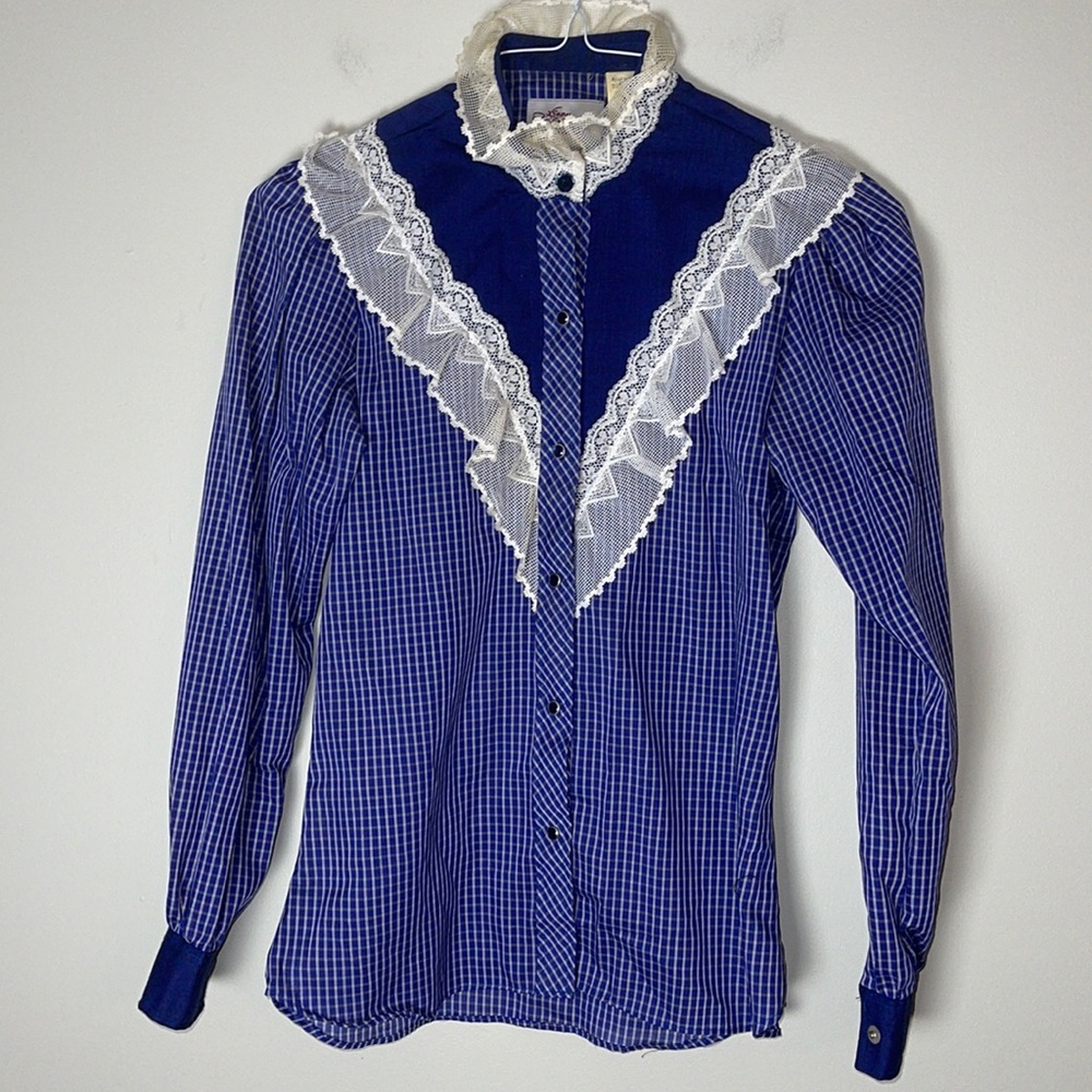 Kenny Rogers Blue Vintage Lace Western Too 9/10